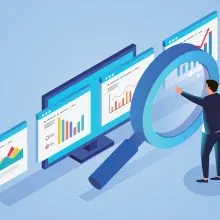 Financial,Data,Monitoring,And,Analysis,,Businessman,Standing,In,Front,Of