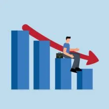 Economic,Recession,,Business,Owner,Seated,On,A,Falling,Down,Bar