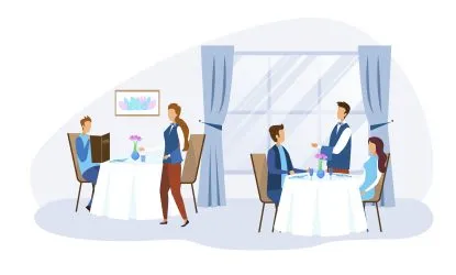 Cartoon,People,Characters,Sitting,At,Table,And,Making,Food,And