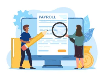 Male,And,Female,Characters,Working,On,Payroll,Administrative.,Man,And