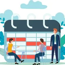 Vector,Illustration.businessmen,Are,Negotiating,Against,The,Background,Of,The,Calendar.the